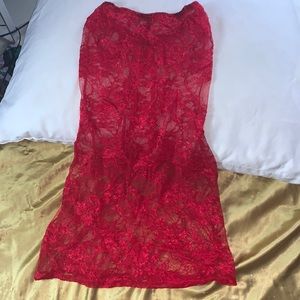 Red lace slip over